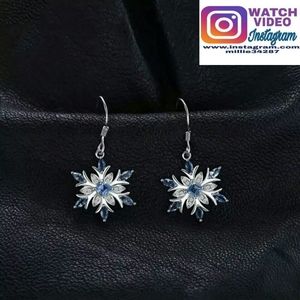 Swiss blue topaz snowflake earrings